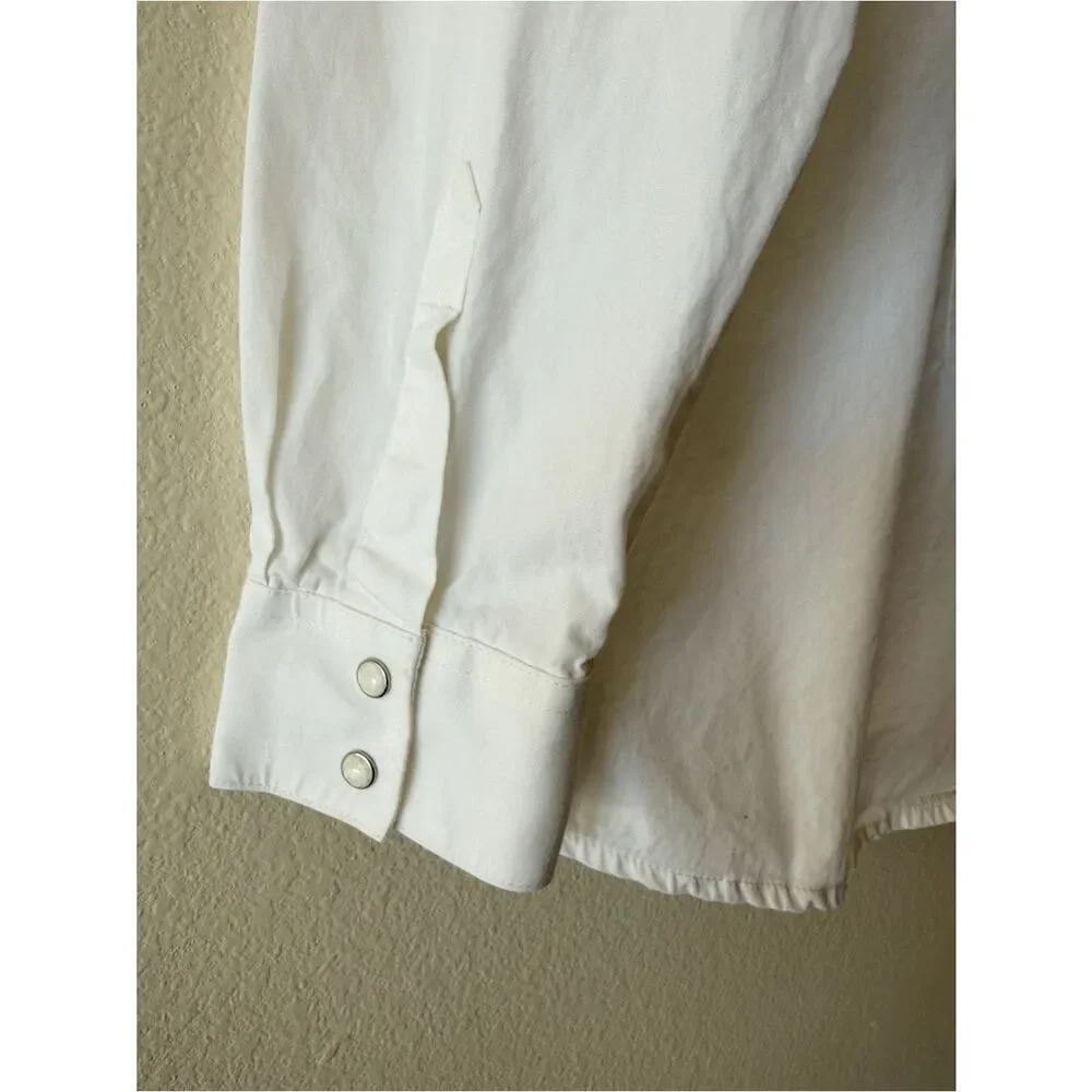 Wrangler Western Pearl Snap Button Down Shirt Cotton Embroidered Yoke Boho